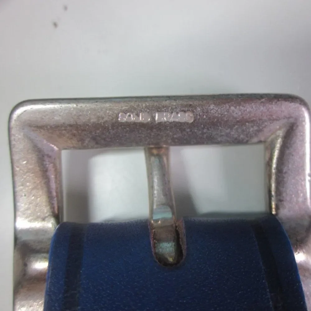 Gap Blue Leather Belt  Solid Brass Buckle  Fits 27